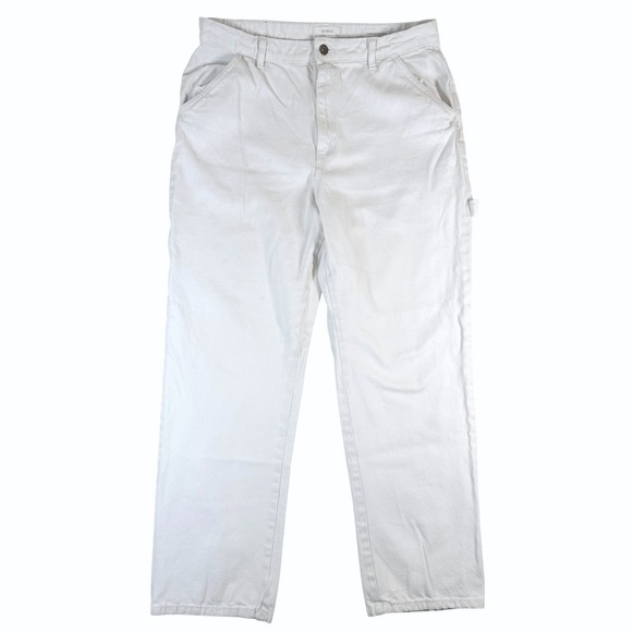 Cotton On Pants - Cotton On Carpenter Pants Large 42 White Utility Pockets Summer Cotton Blend